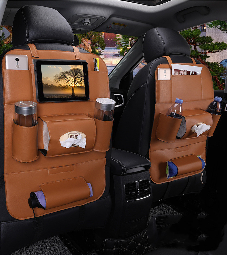 PU Leather Car Storage Bag Multifunction Seat Back Tray Hanging Bag Waterproof Car Organizer Automotive Interior Accessories - Image 10