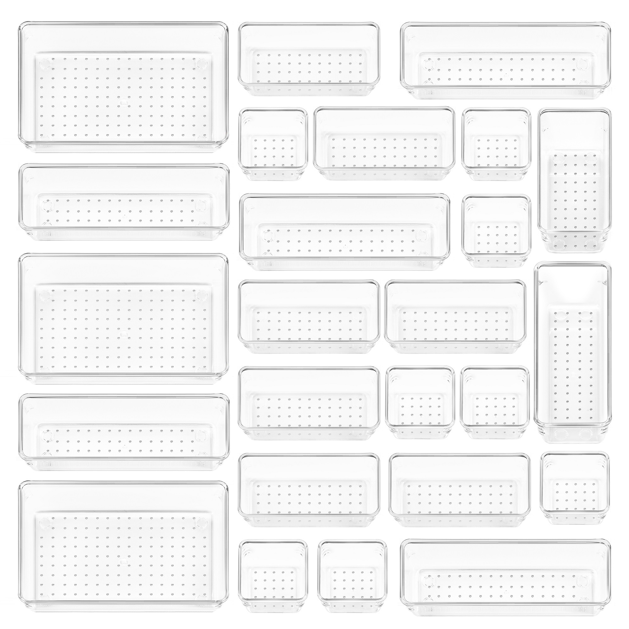 Clear Cosmetics Storage Box - 25/37pcs Plastic Drawer Organizers Set - 4-Size Versatile Bathroom And Vanity Drawer Organizer Trays - Storage Bins for Makeup - Image 5