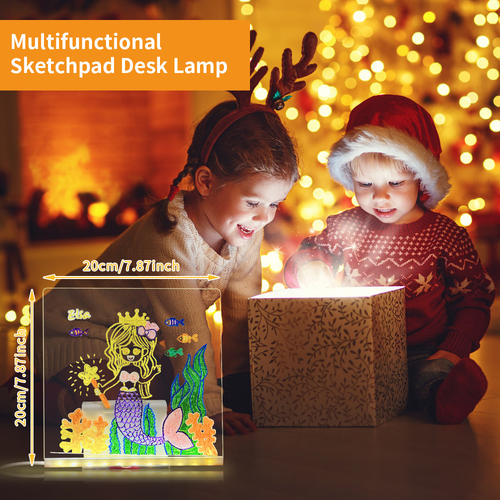 LED Acrylic Drawing Board DIY Erasable Luminous Writing Boards With Stand USB Plug Message Board With NightLight - Image 4