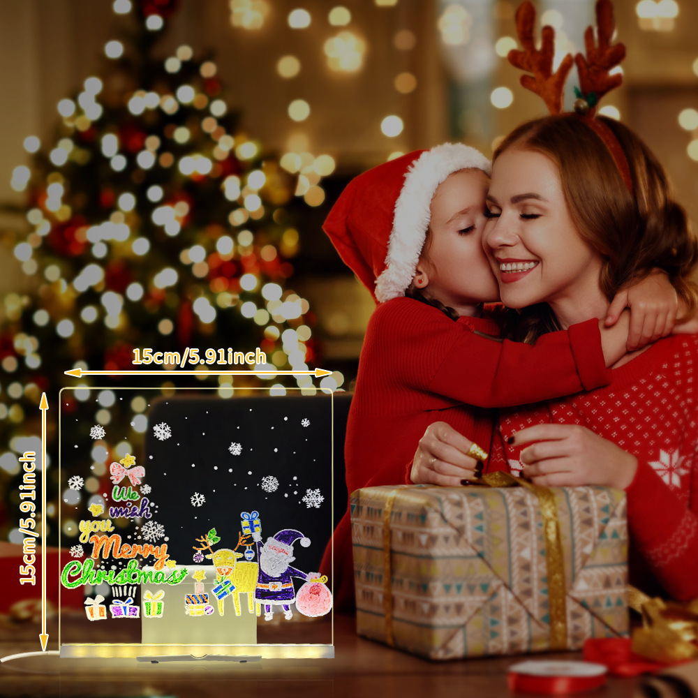 LED Acrylic Drawing Board DIY Erasable Luminous Writing Boards With Stand USB Plug Message Board With NightLight - Image 5