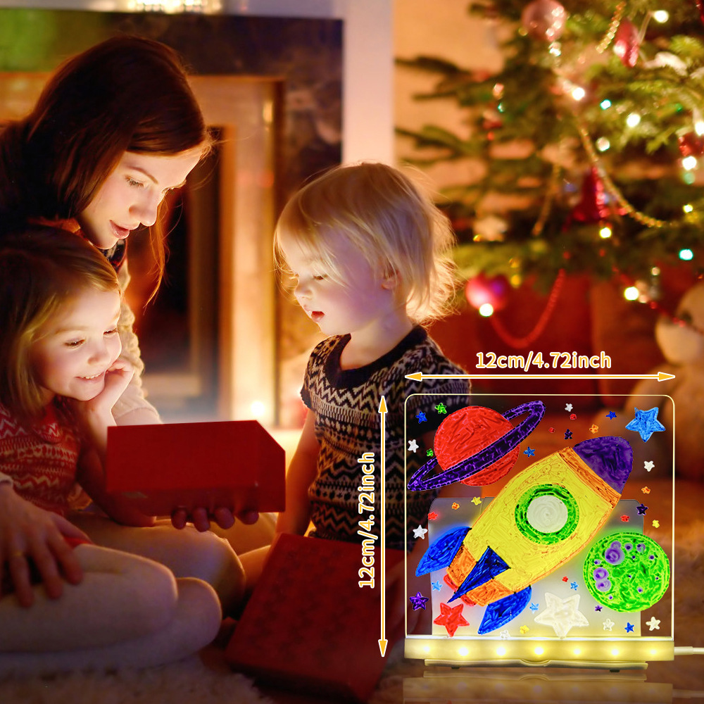LED Acrylic Drawing Board DIY Erasable Luminous Writing Boards With Stand USB Plug Message Board With NightLight - Image 8