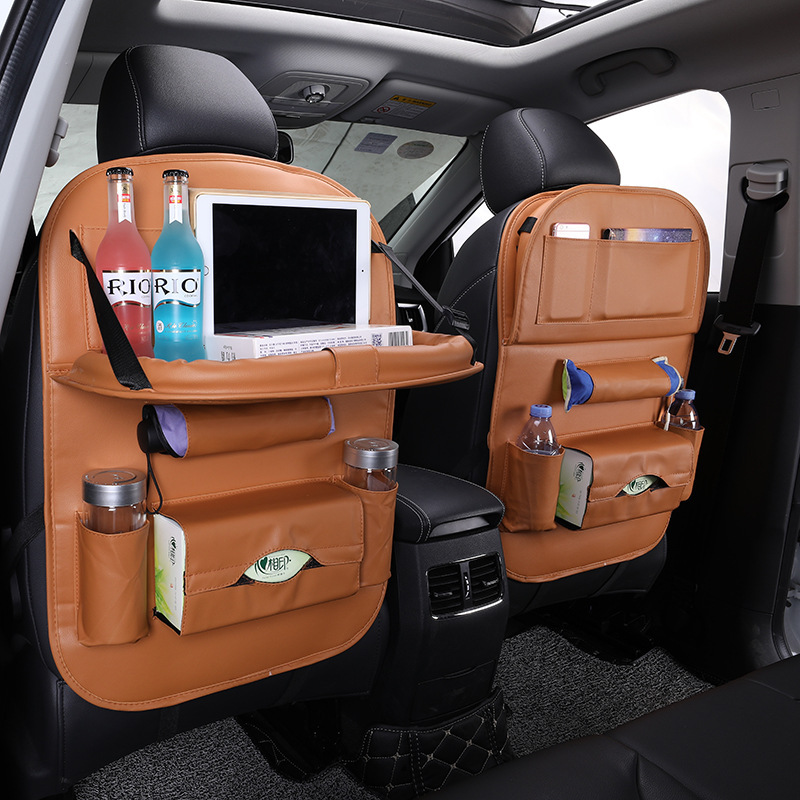 PU Leather Car Storage Bag Multifunction Seat Back Tray Hanging Bag Waterproof Car Organizer Automotive Interior Accessories - Image 6