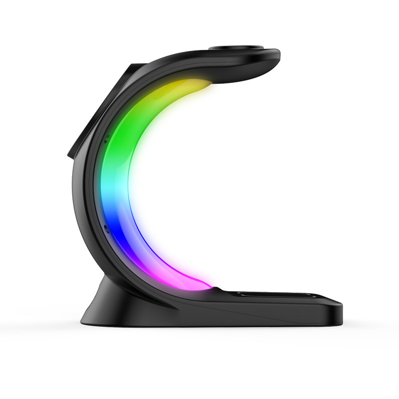 3 In 1 Magnetic Wireless Charger Fast Charging For Smart Phone Atmosphere Light Charging Station For Airpods Pro I-phone Watch - Image 6