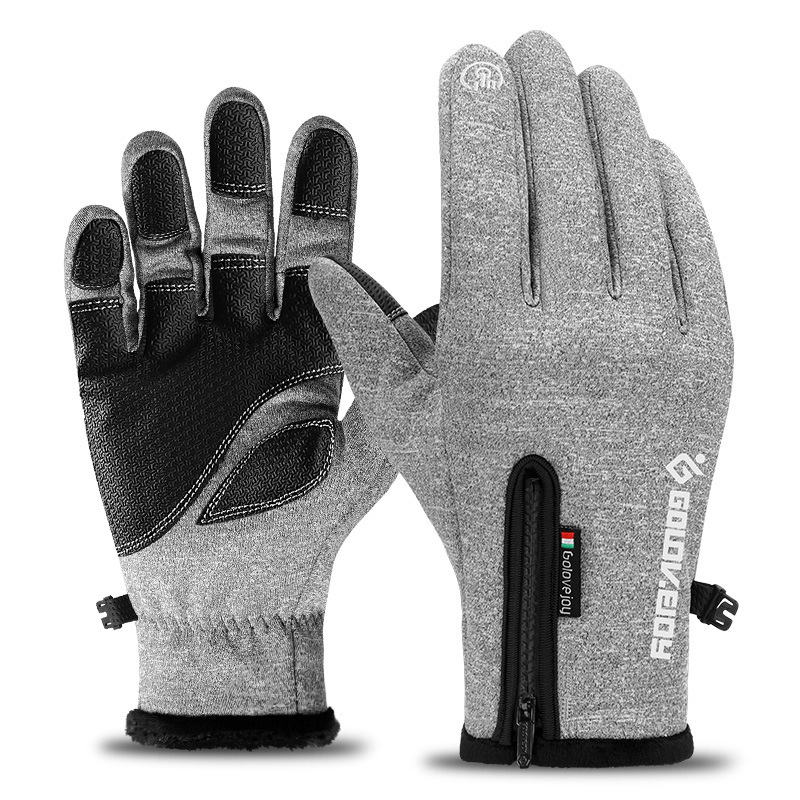 Winter Outdoor Riding Touch Screen Gloves Plus Velvet Zipper - Image 2
