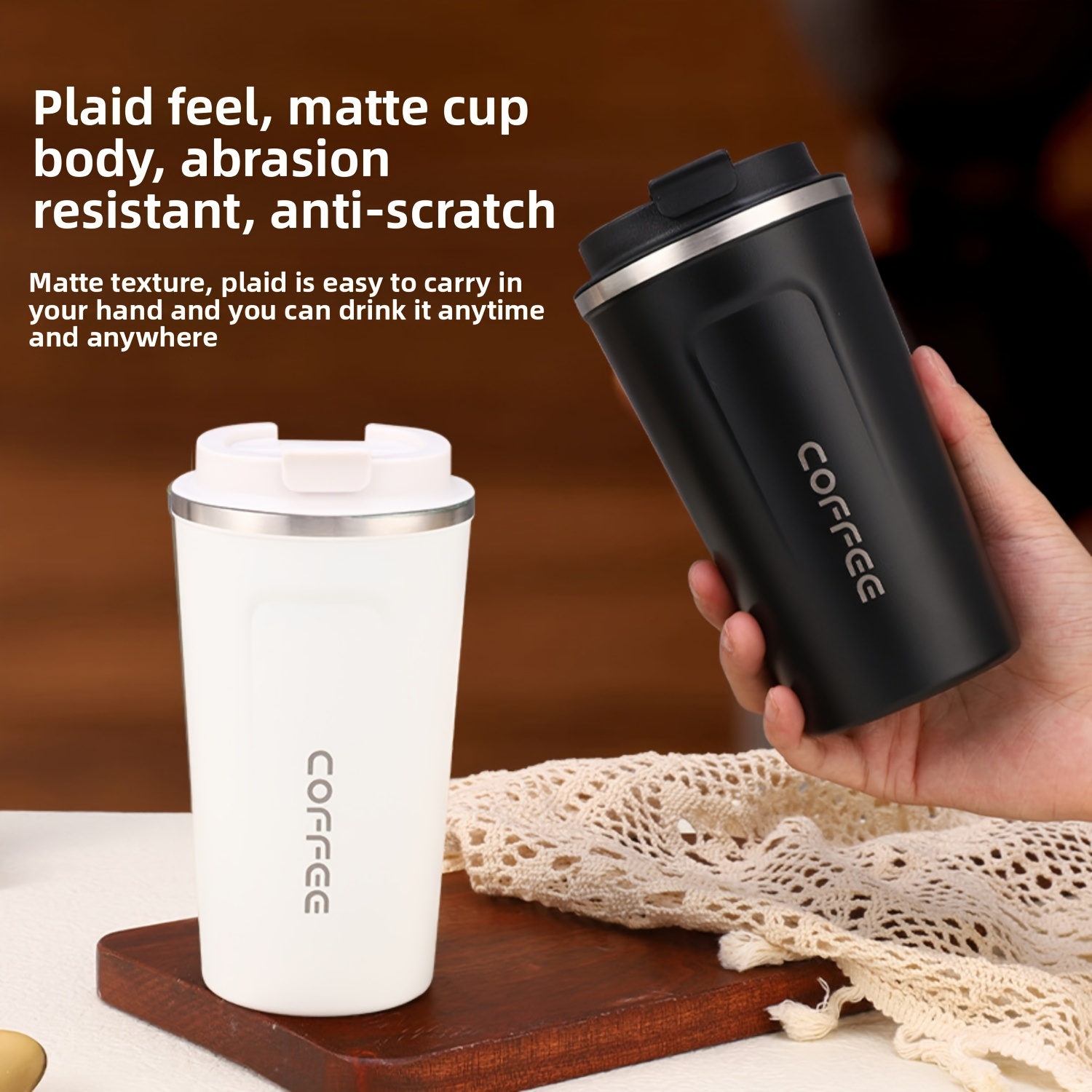 LDQ Coffee Travel Mug - Leak-Proof Double-Wall Vacuum Insulated with 304 Stainless Steel, Matte Reusable Cup Suitable for Hot/Cold Drinks, Coffee & Tea for Commuting, Camping, Office - Ideal Gift for Coffee Lovers - Image 11