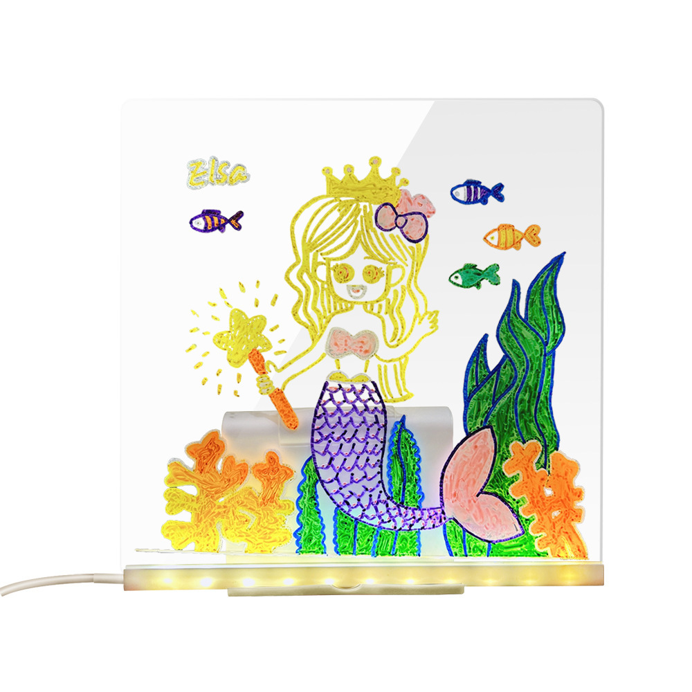 LED Acrylic Drawing Board DIY Erasable Luminous Writing Boards With Stand USB Plug Message Board With NightLight - Image 6