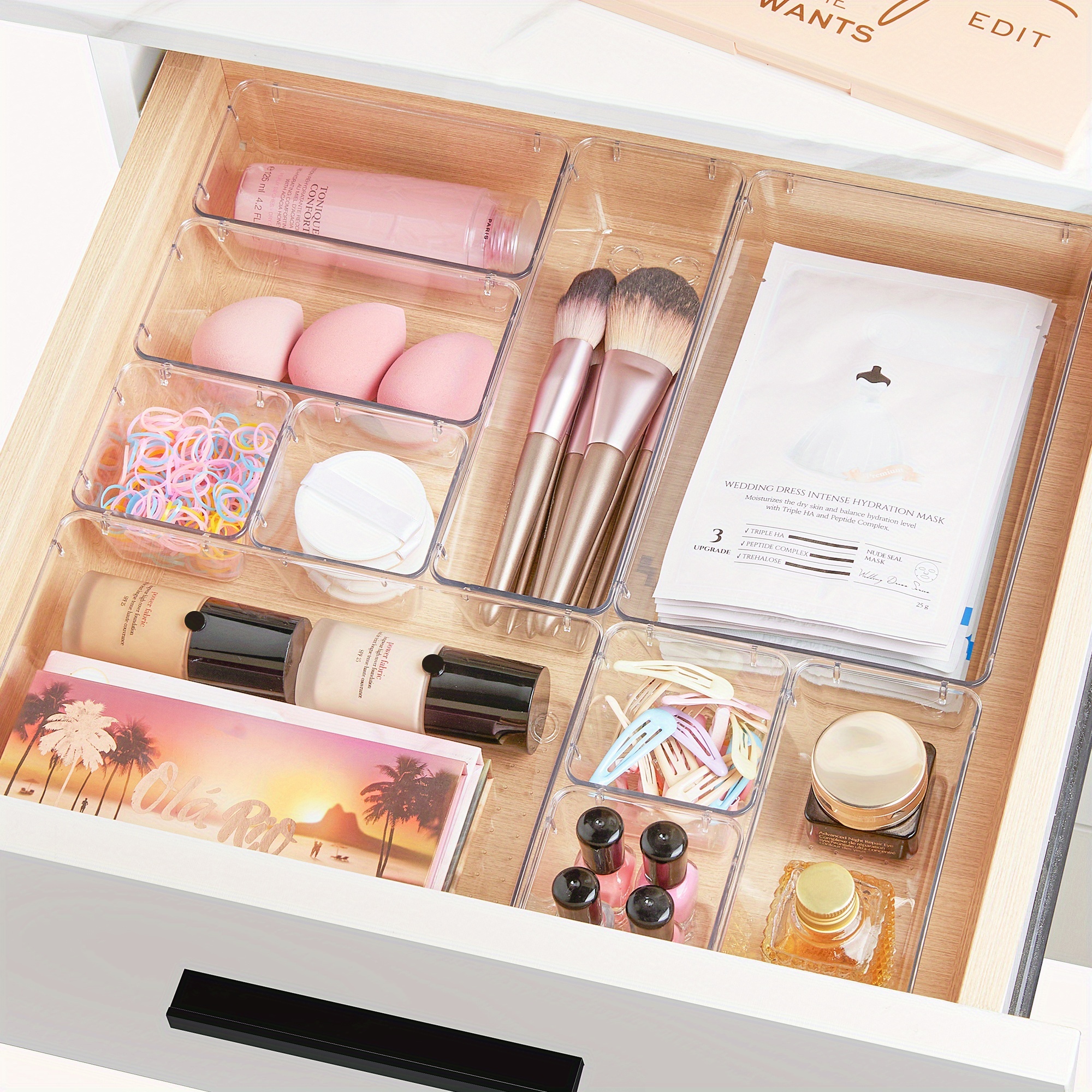 Clear Cosmetics Storage Box - 25/37pcs Plastic Drawer Organizers Set - 4-Size Versatile Bathroom And Vanity Drawer Organizer Trays - Storage Bins for Makeup - Image 11