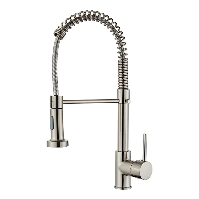 VGX Kitchen Faucet with Pull Down Sprayer Single Handle Mixer for Basin 360° Rotating Spring Style Taps Brass Chrome Gold Black - Image 6