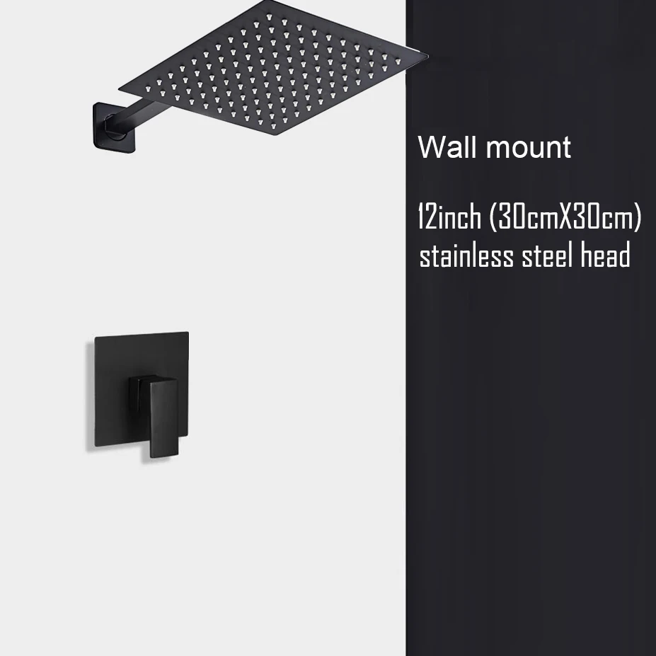 Black Shower Set Wall Mounted Shower Faucet Mixer 8inch to16inch Rainfall Bathroom Shower Tap with Handshower Rotate Bath Spout - Image 8