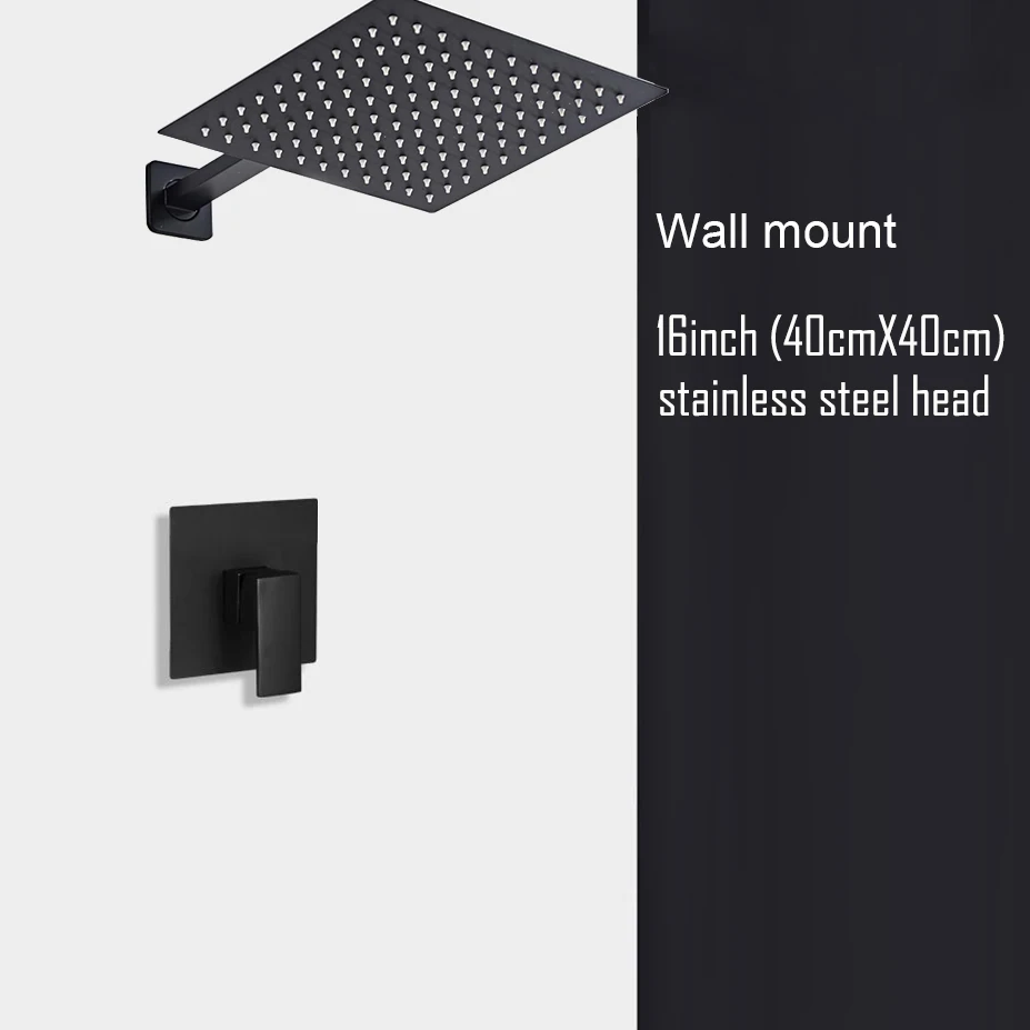 Black Shower Set Wall Mounted Shower Faucet Mixer 8inch to16inch Rainfall Bathroom Shower Tap with Handshower Rotate Bath Spout - Image 7