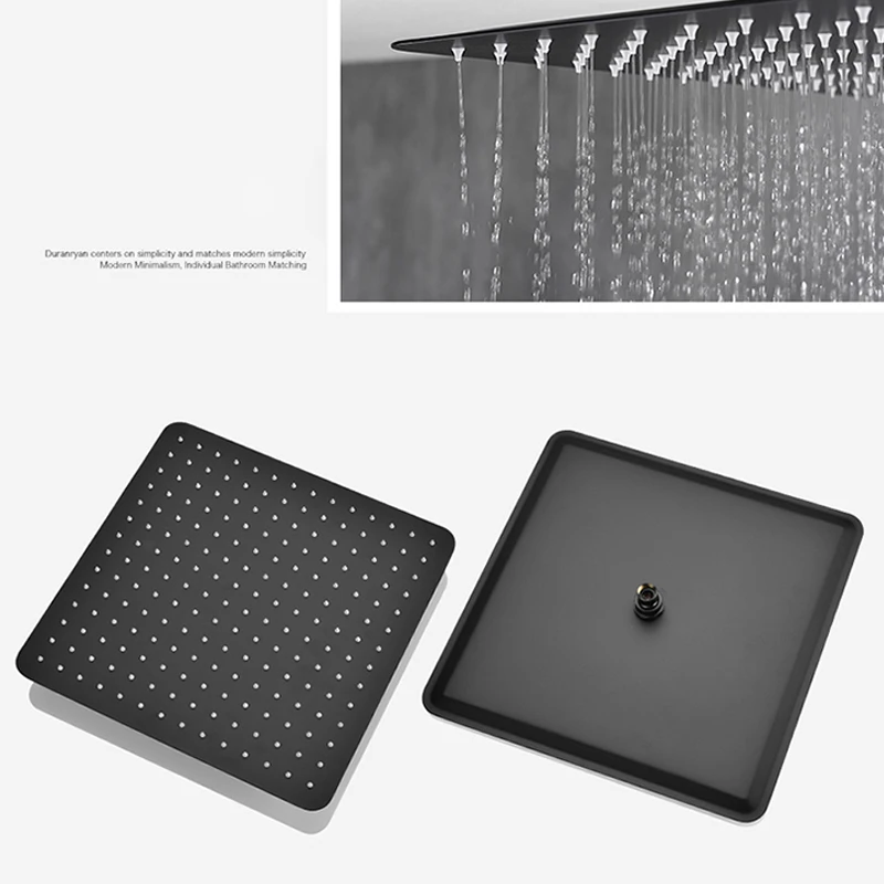 Black Shower Set Wall Mounted Shower Faucet Mixer 8inch to16inch Rainfall Bathroom Shower Tap with Handshower Rotate Bath Spout - Image 3