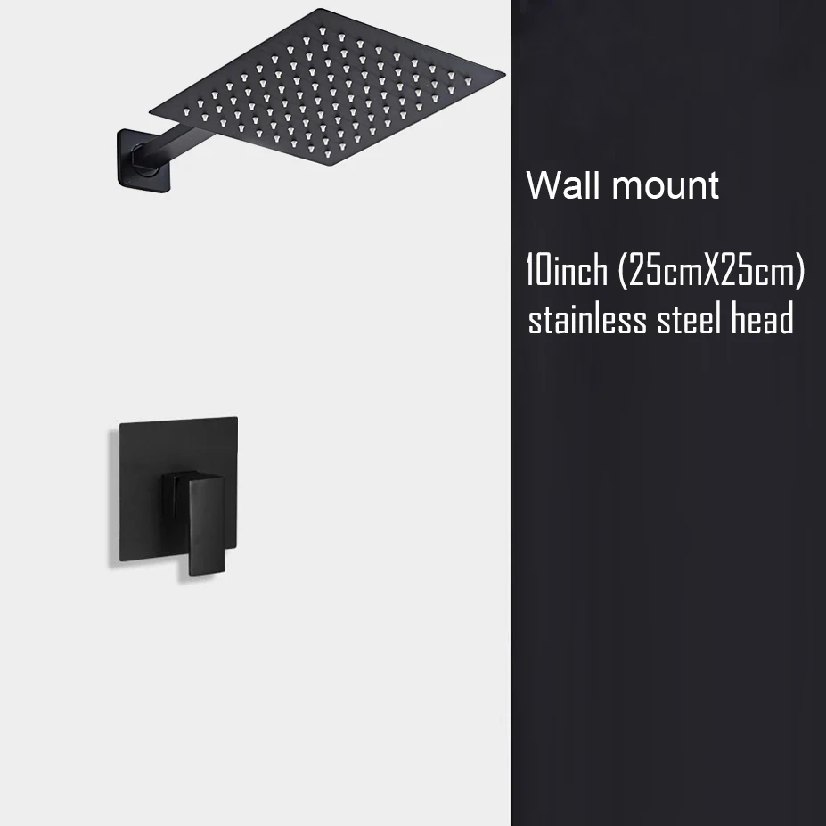 Black Shower Set Wall Mounted Shower Faucet Mixer 8inch to16inch Rainfall Bathroom Shower Tap with Handshower Rotate Bath Spout - Image 11