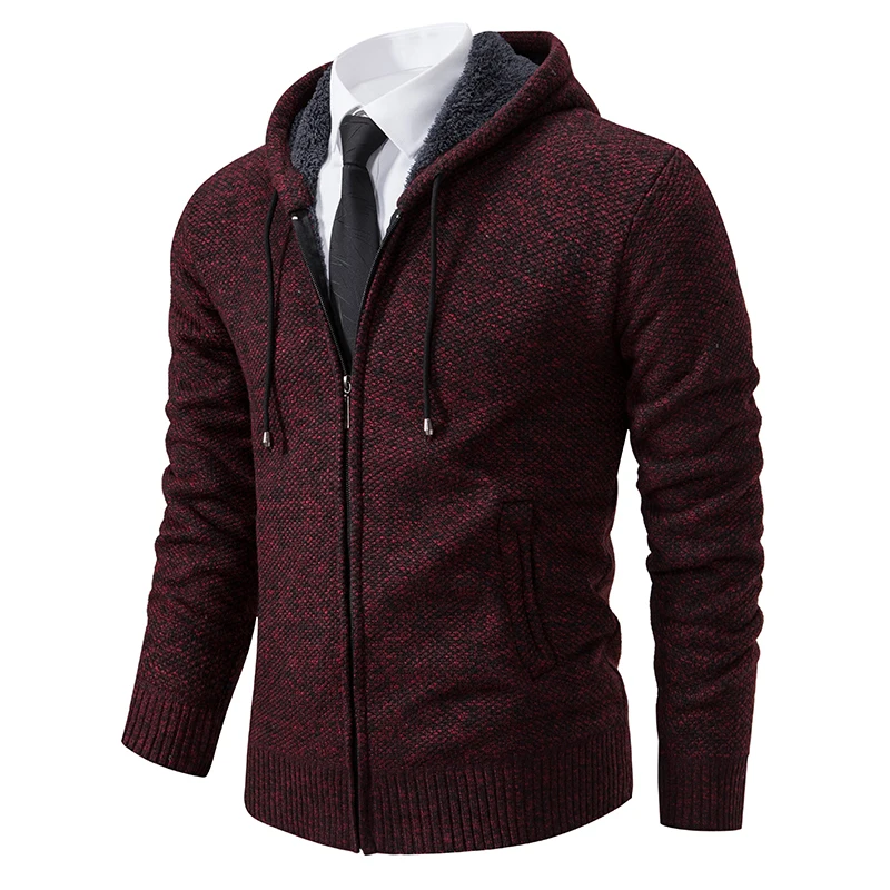 Elegant Modern Autumn And Winter New Jersey Men's Casual Sports Coat Solid Color Stand Collar Wweater Grab Fleece Warm Zipper Cardigan - Image 11