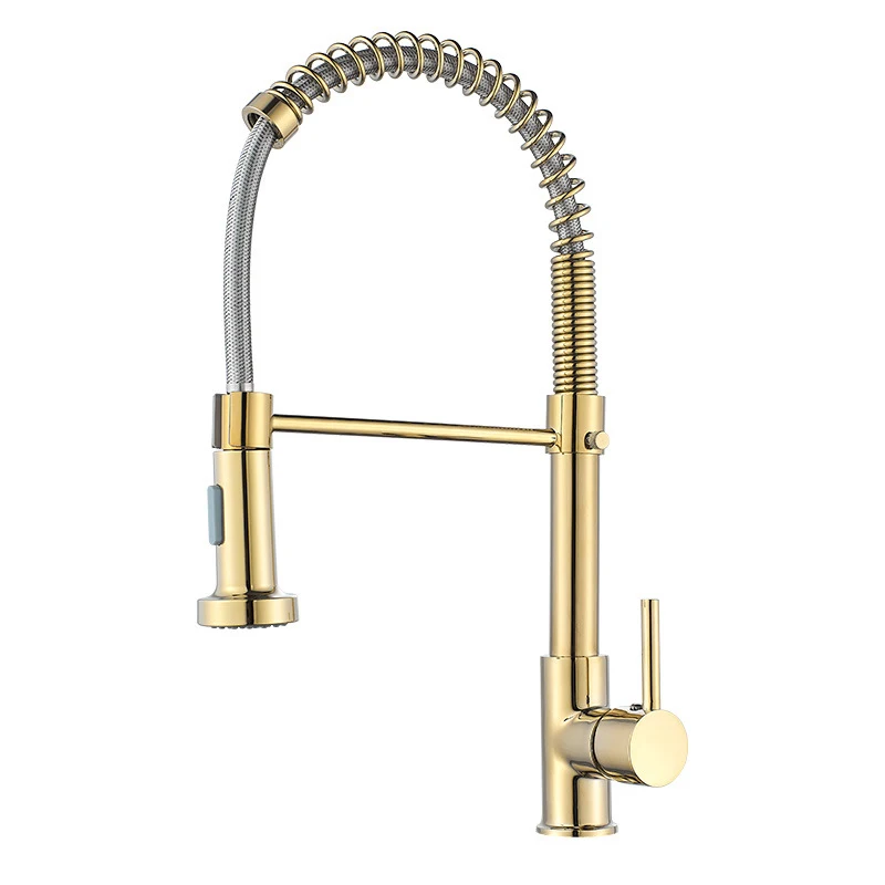 VGX Kitchen Faucet with Pull Down Sprayer Single Handle Mixer for Basin 360° Rotating Spring Style Taps Brass Chrome Gold Black - Image 9