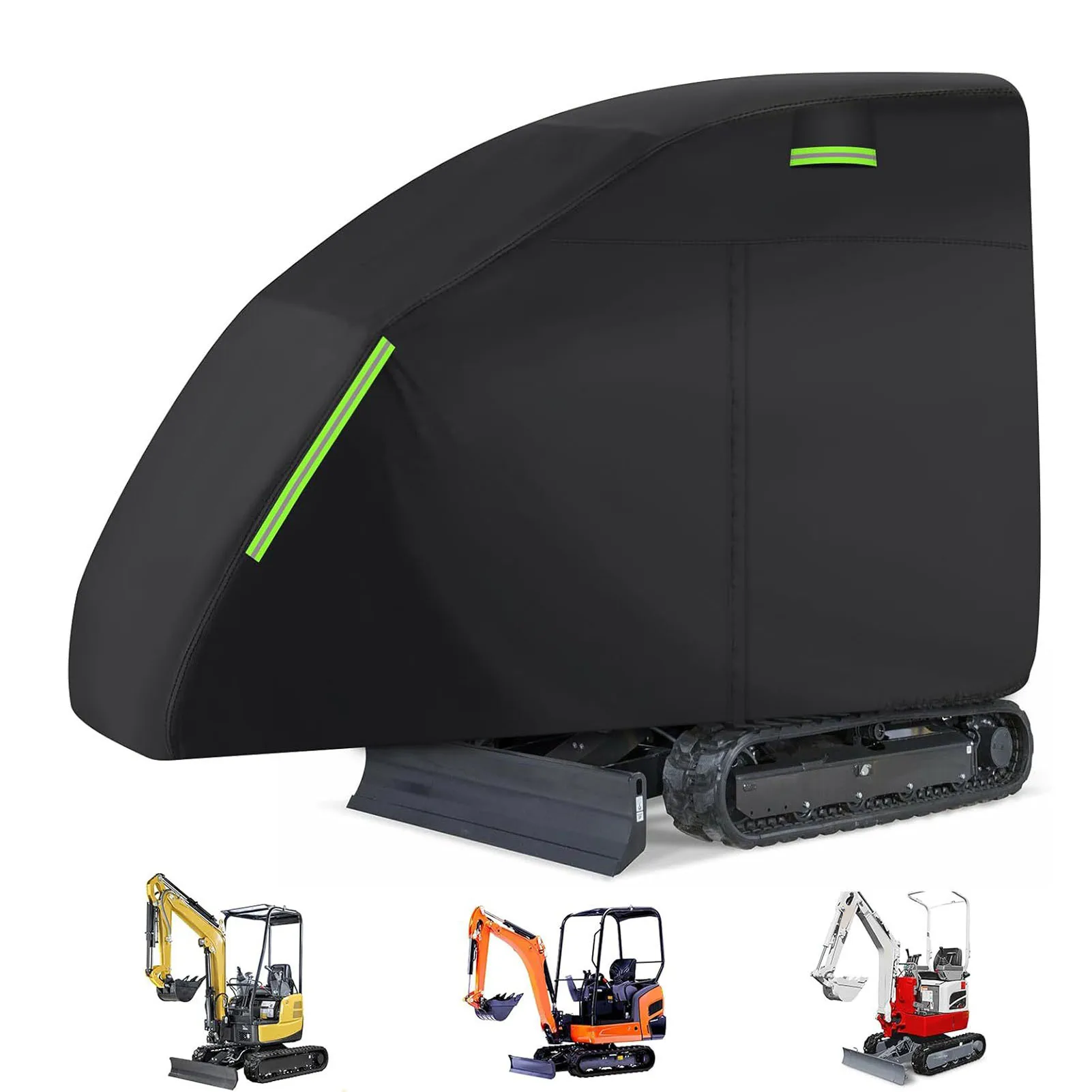 Mini Excavator Cover Fit for - 1760-3530lbs Water Proof 210D Oxford Fabric Zippered Exterior Accessories Black New