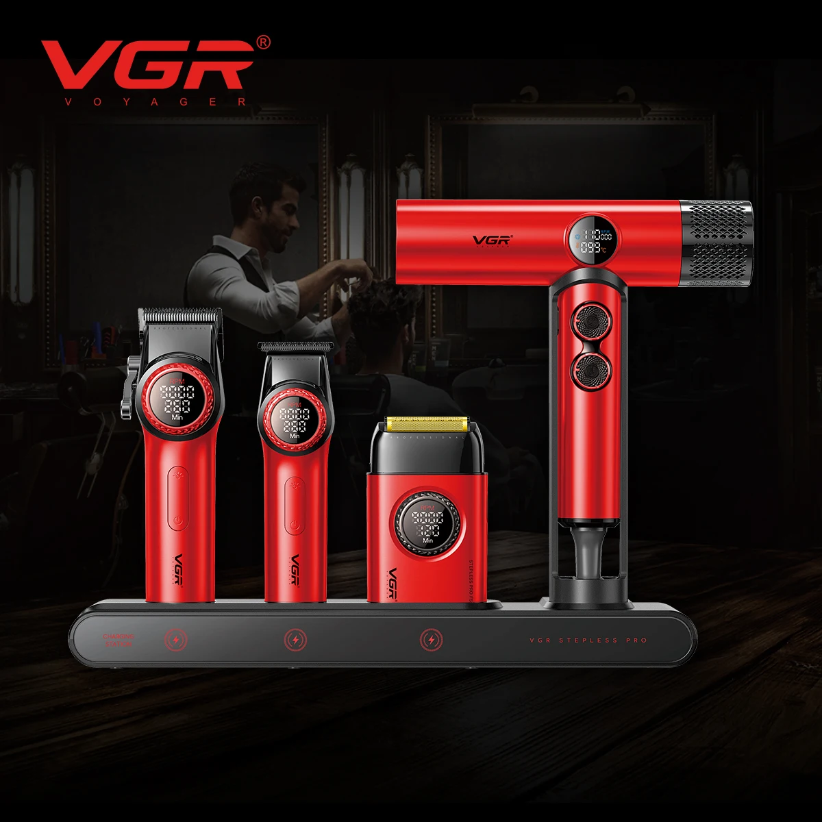 VGR Hair Cutting Machine Professional Trimmer Electric Hair Clipper Barber Shaver Hair Dryer Stepless Pro 4 in 1 Trimmer for Men - Image 7