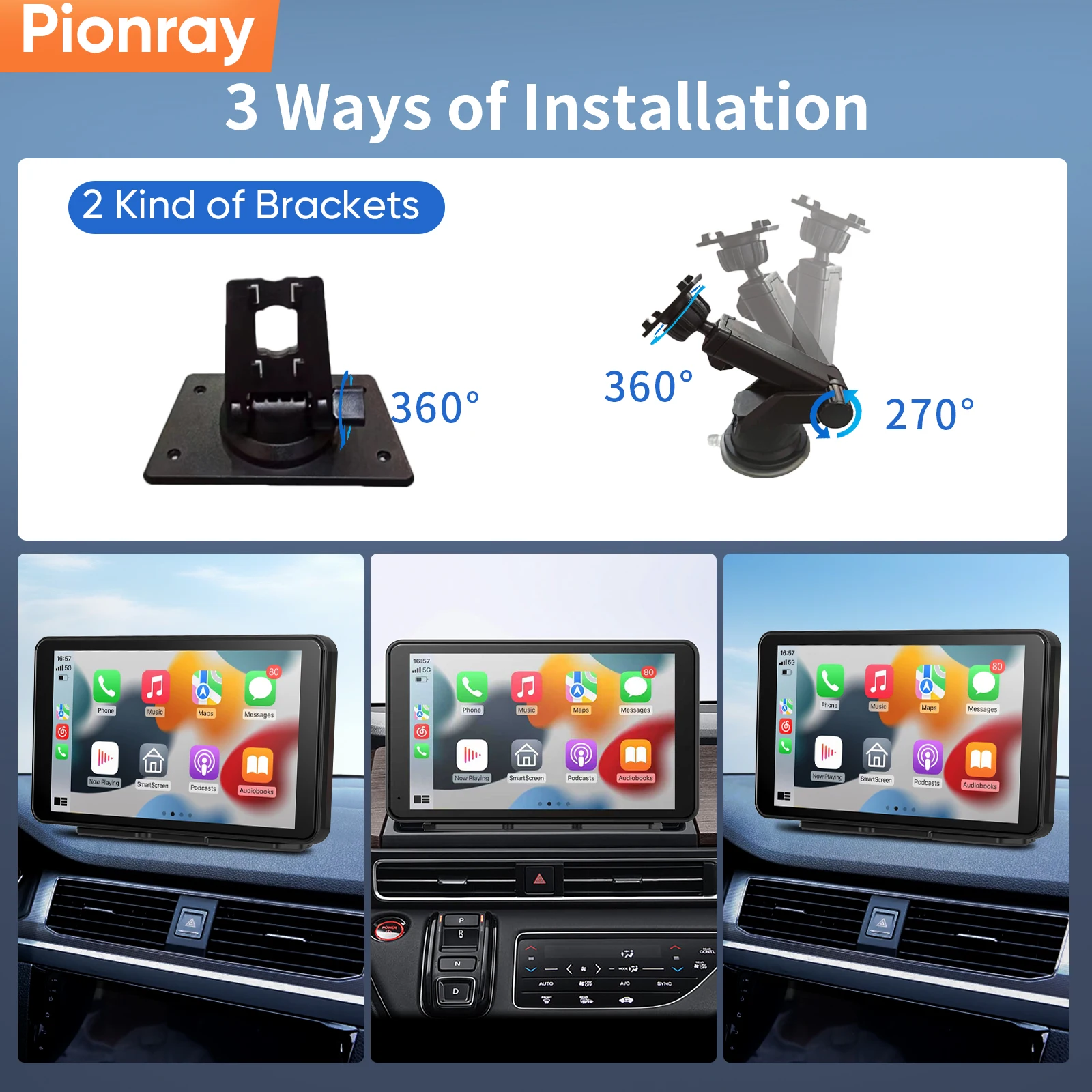 Pionray 7/10 inches android auto Universal Portable CarPlay for Car Screen Car Radio Video Wireless Carplay Screen for Apple - Image 4