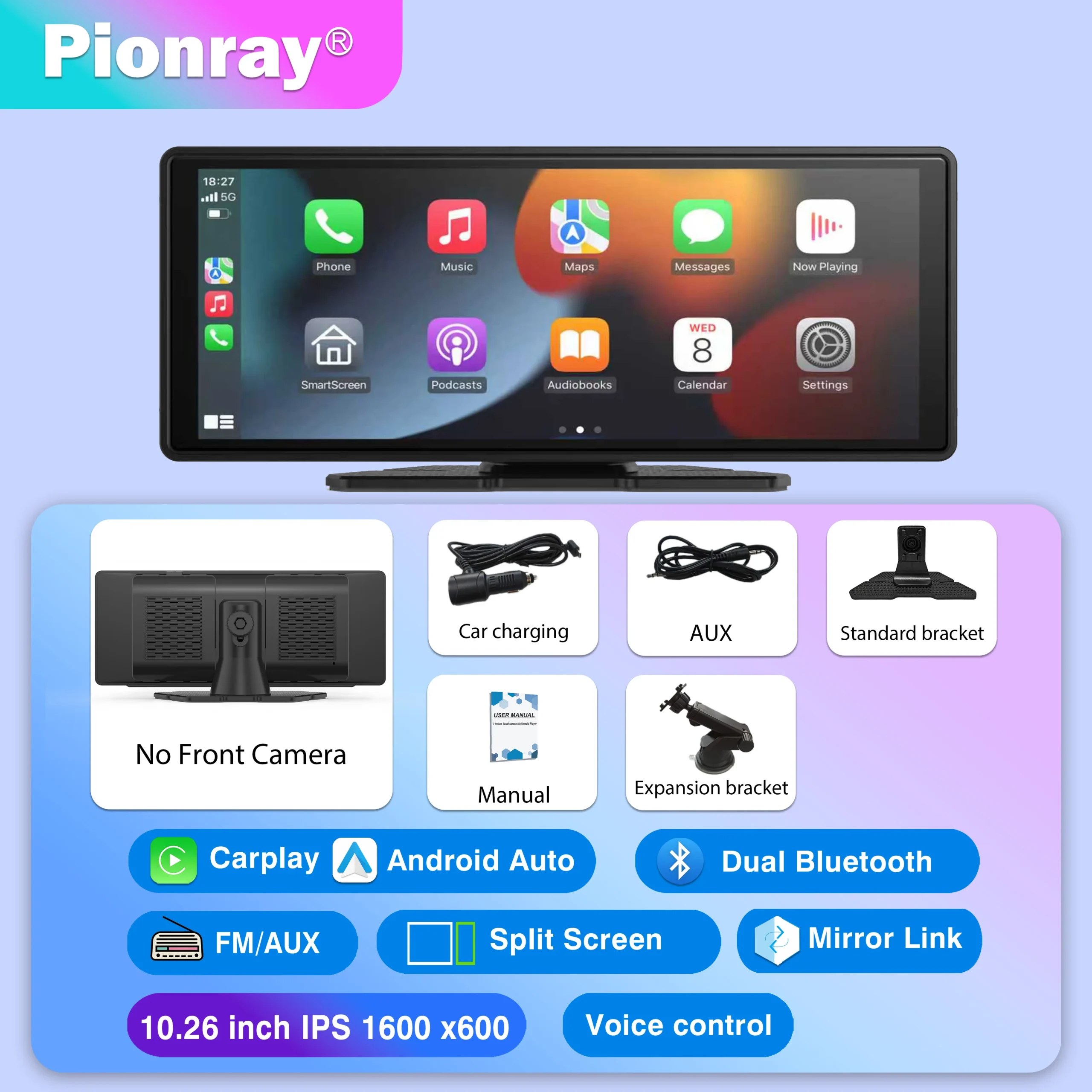 Pionray 7/10 inches android auto Universal Portable CarPlay for Car Screen Car Radio Video Wireless Carplay Screen for Apple - Image 8