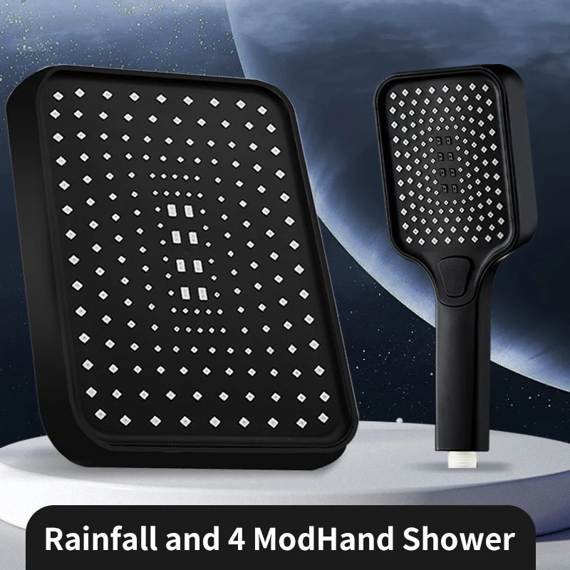 1pc High Pressure Rainfall Shower Head, Luxury Bathroom Showerhead, Adjustable Angles, Anti-Clogging Silicone Nozzles, Water Sav - Image 8