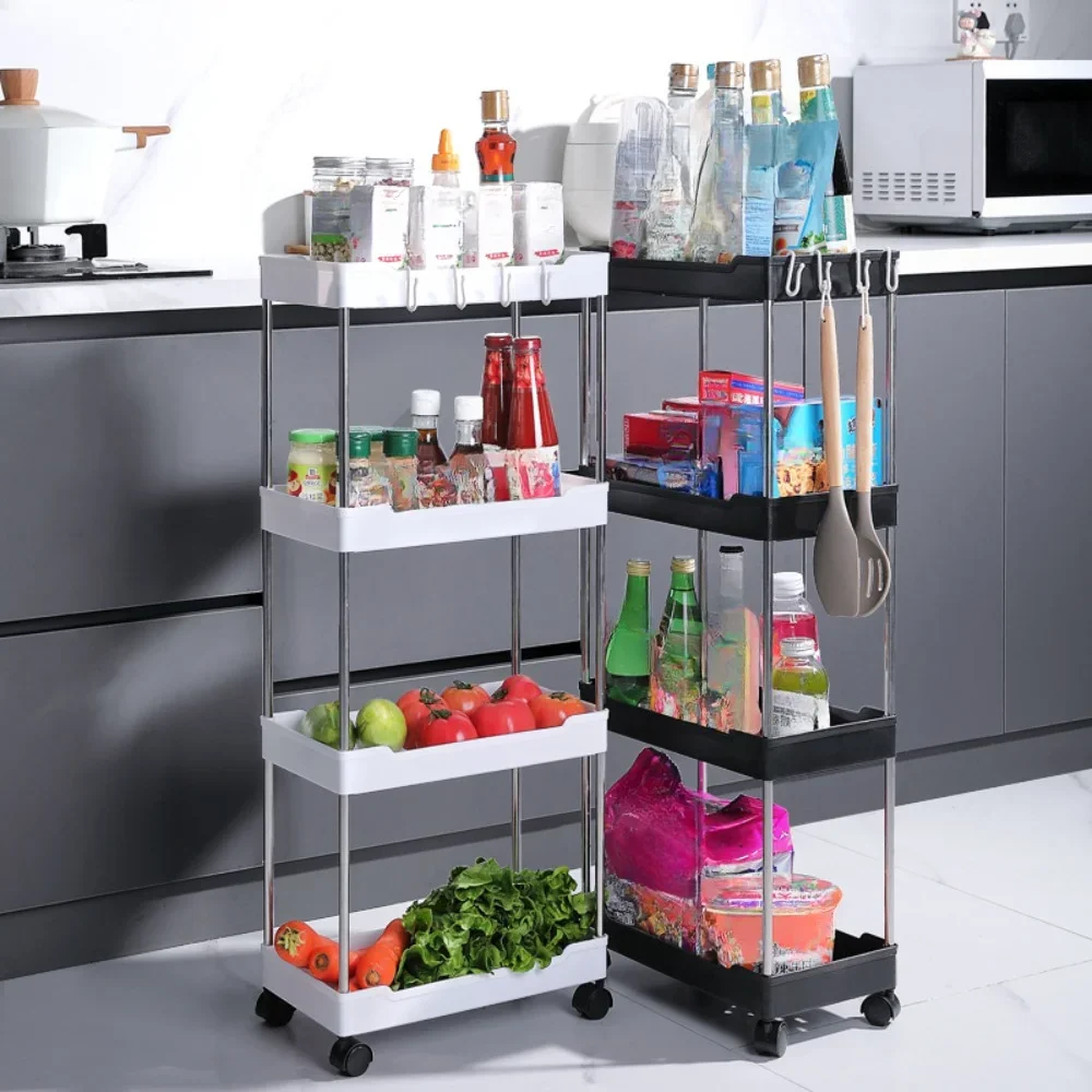 Push Trolley Shelf Floor Multi-layer Bathroom Bathroom Crevice Living Room Storage Trolley Kitchen Crevice Shelf - Image 5