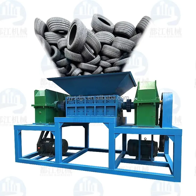 Highly Efficient Tyre Shredding Machine 2ton Double Shaft Recycling Waste Used Rubber Car Tire Shredders for Industrial