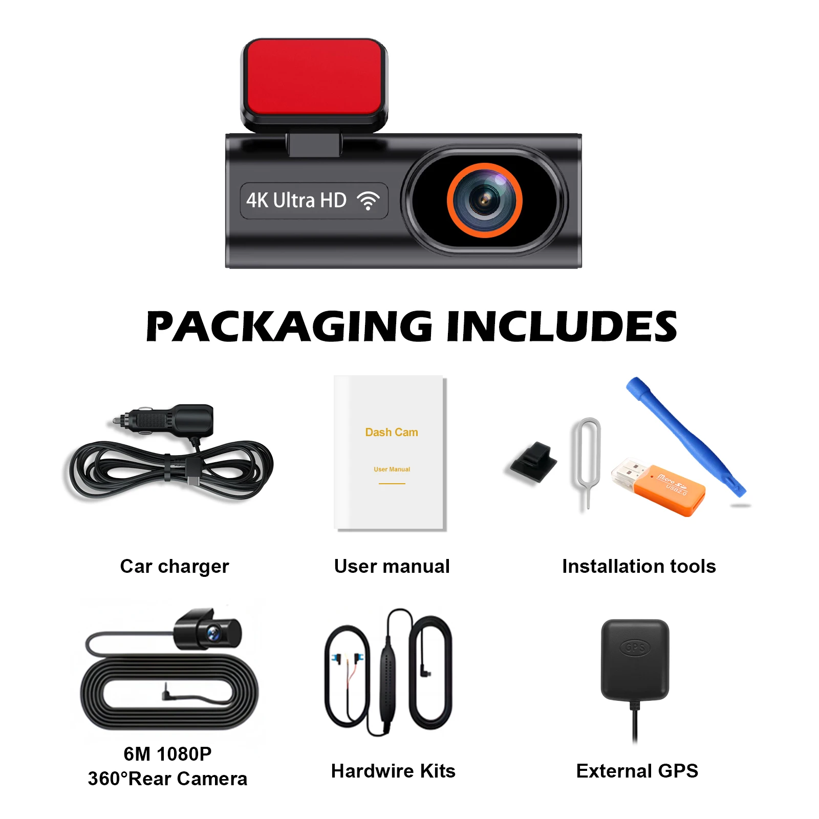 Ultra HD 4K Car Front Dash Cam Mini WIFI DVR Black Box Room With 24H Parking Monitor Night Vision,GPS/Rear View Camera Optional - Image 9