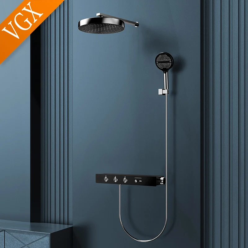 Modern Powerful VGX Thermostatic Shower System Set Luxury Concealed Bathroom Shower Set Brass Rainfall Shower Head Set Gold Shower Faucet Set - Image 4