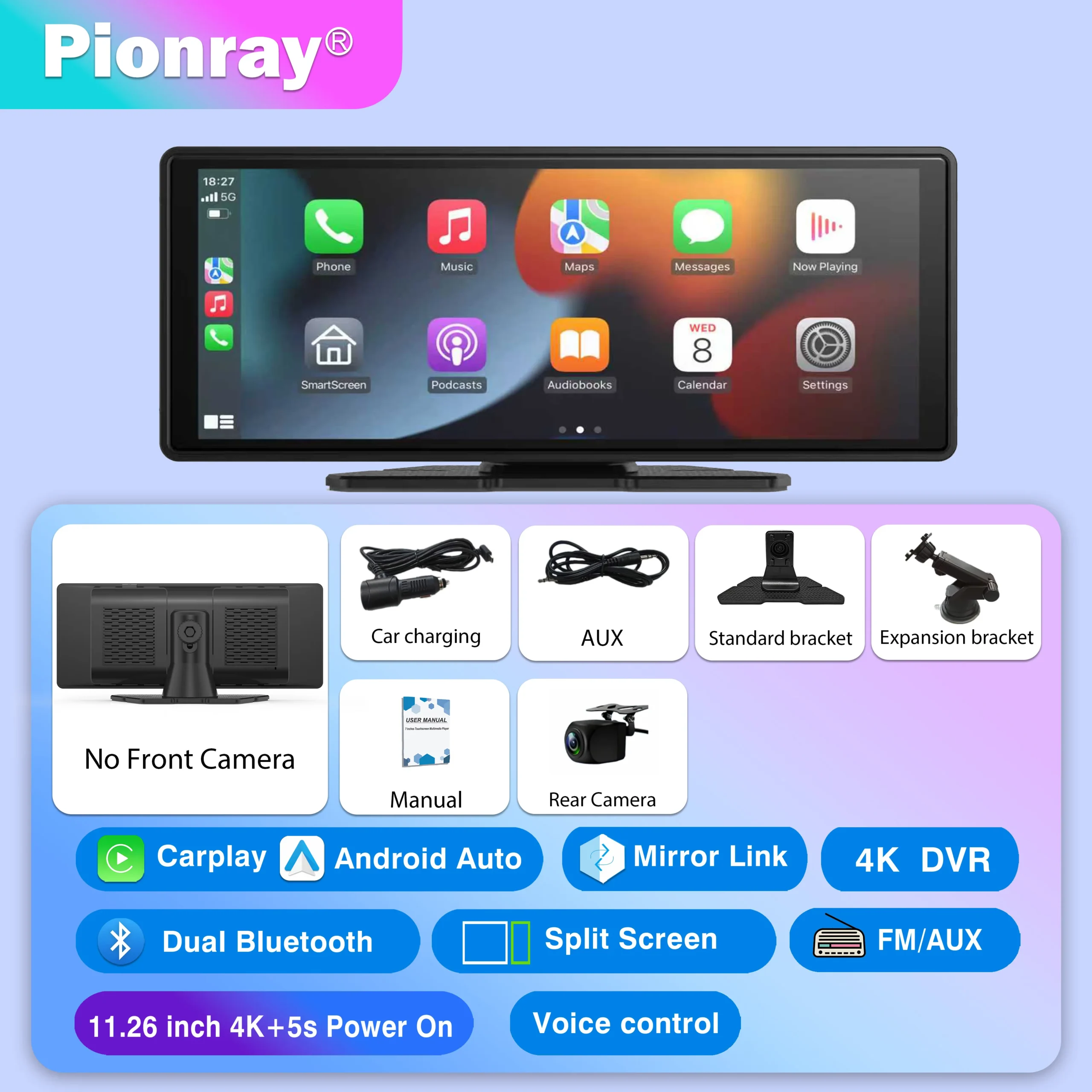 Pionray 7/10 inches android auto Universal Portable CarPlay for Car Screen Car Radio Video Wireless Carplay Screen for Apple - Image 9