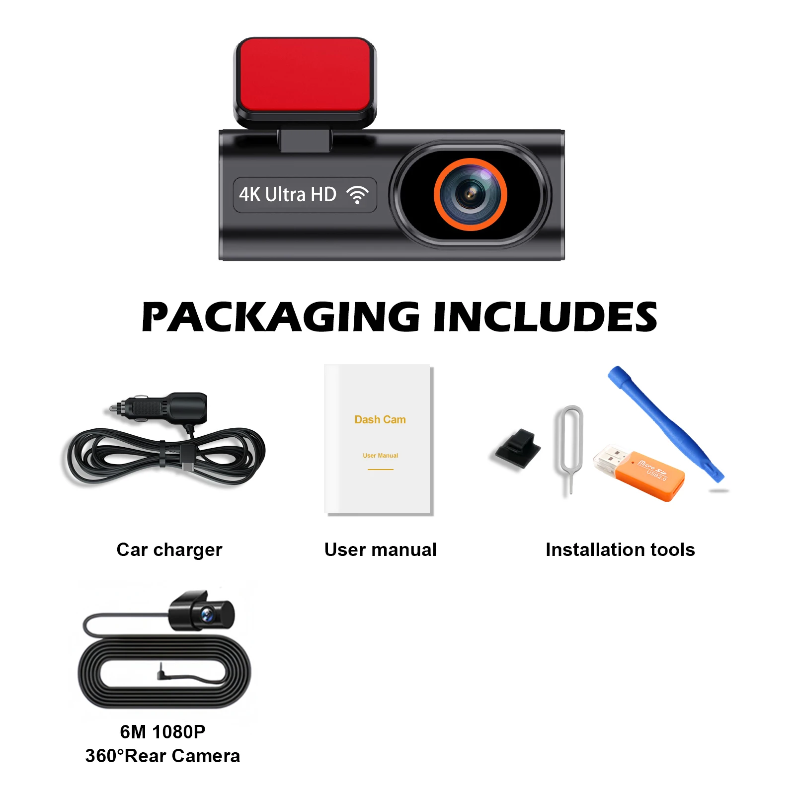 Ultra HD 4K Car Front Dash Cam Mini WIFI DVR Black Box Room With 24H Parking Monitor Night Vision,GPS/Rear View Camera Optional - Image 11