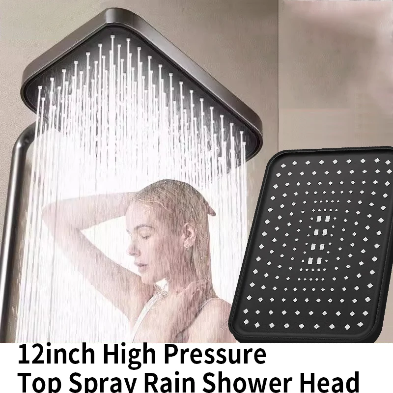 1pc High Pressure Rainfall Shower Head, Luxury Bathroom Showerhead, Adjustable Angles, Anti-Clogging Silicone Nozzles, Water Sav - Image 7
