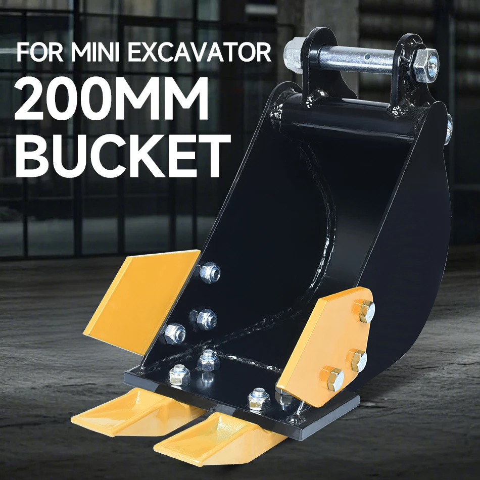 Mini Excavator 200mm Bucket High Strength Steel Backhoe Attachment For 1-3 Ton Digger For Trenching Pipeline Laying Landscaping