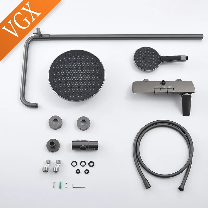 VGX Modern Shower System Set Gold Bathroom Shower Head Set Luxury Shower Faucet Set 3-way Rainfall Shower Mixer Crane Black Grey Chrome - Image 6