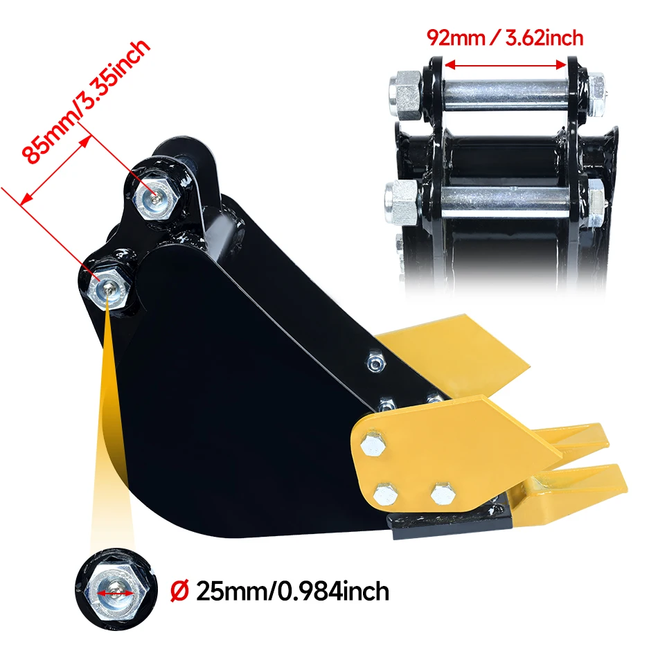 Mini Excavator 200mm Bucket High Strength Steel Backhoe Attachment For 1-3 Ton Digger For Trenching Pipeline Laying Landscaping - Image 2