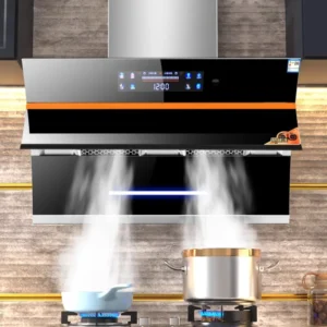 Chimney Range Hoods Smart Home Kitchen Extractor Wall-Mounted LED Vented Glass Panel AI Voice Control Dual Copper Motors