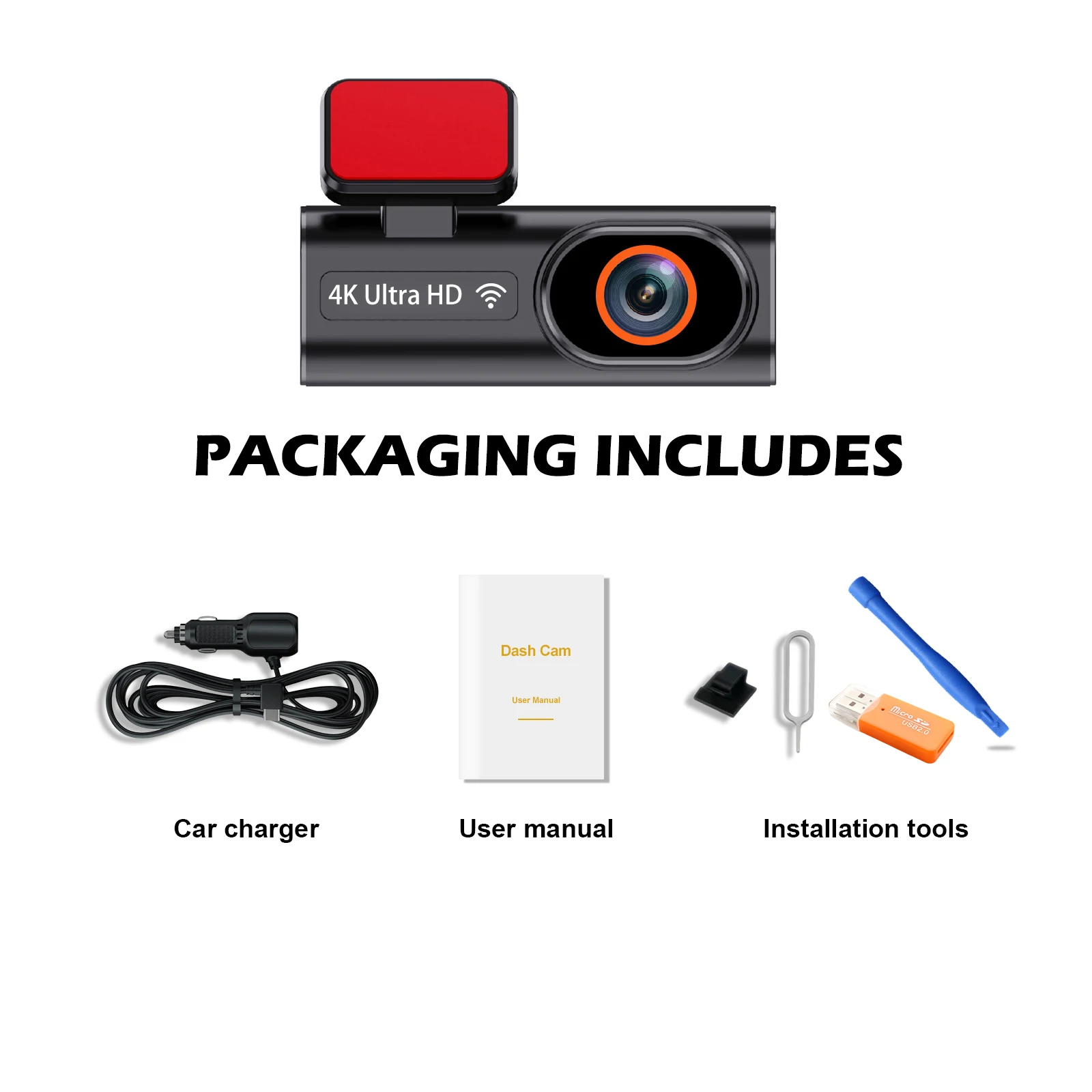 Ultra HD 4K Car Front Dash Cam Mini WIFI DVR Black Box Room With 24H Parking Monitor Night Vision,GPS/Rear View Camera Optional - Image 10