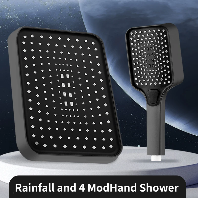 1pc High Pressure Rainfall Shower Head, Luxury Bathroom Showerhead, Adjustable Angles, Anti-Clogging Silicone Nozzles, Water Sav - Image 11
