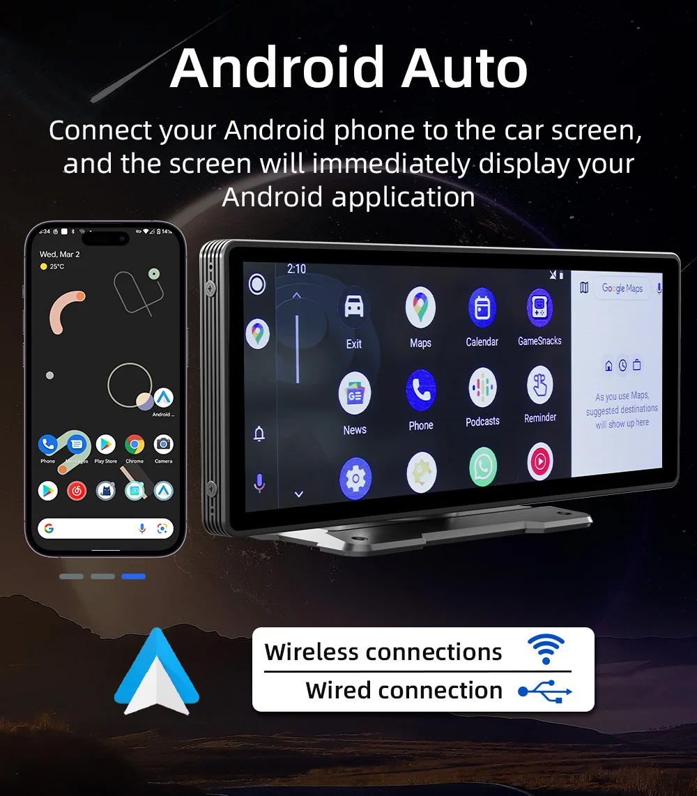 BQCC 10.26 Inch Portable Wireless Carplay Screen HD Rear Reversing Camera Car Radio DVR MP5 Multimedia Video Player Android Auto - Image 5