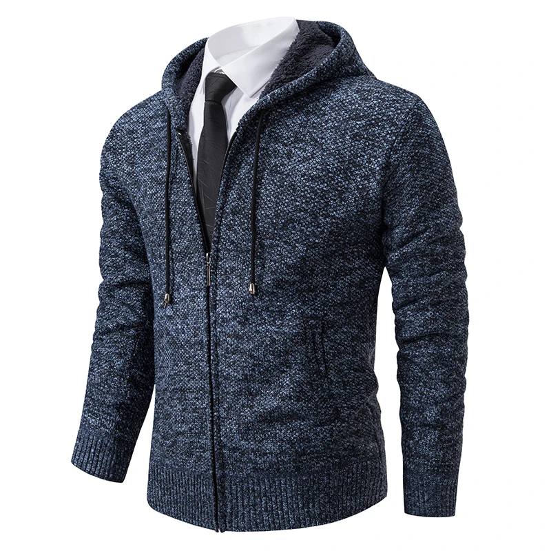 Elegant Modern Autumn And Winter New Jersey Men's Casual Sports Coat Solid Color Stand Collar Wweater Grab Fleece Warm Zipper Cardigan - Image 14