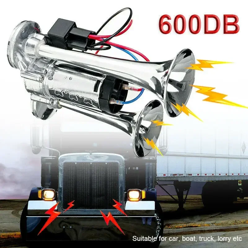 600DB Horn 12V Super Loud Car Electric Horn Dual Trumpets Air Horn Speaker For Car SUV Vehicle Boat Train Motorcycle RV Truck - Image 3