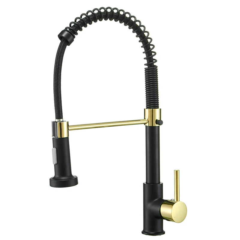 VGX Kitchen Faucet with Pull Down Sprayer Single Handle Mixer for Basin 360° Rotating Spring Style Taps Brass Chrome Gold Black - Image 10