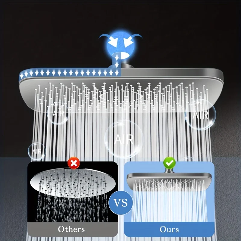 1pc High Pressure Rainfall Shower Head, Luxury Bathroom Showerhead, Adjustable Angles, Anti-Clogging Silicone Nozzles, Water Sav - Image 4