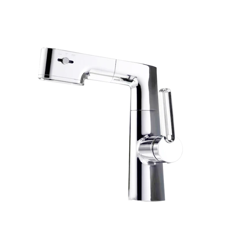 VGX Multifunctional Bathroom Faucets Pull Out Basin Mixer Sink Faucet Gourmet LED Display Tap 360° Tapware Crane Brass Chrome - Image 7