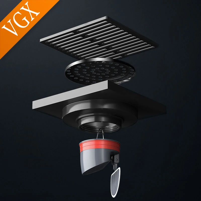 VGX Brass Floor Drain Stripe Anti-Odor Drain Valve Cover Shower Trap Drains Kitchen Bathroom Laundry Room Bathroom Accessories - Image 3