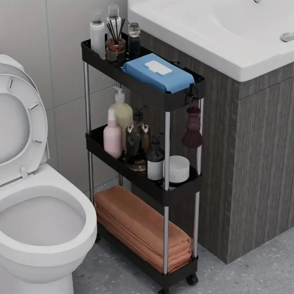 Push Trolley Shelf Floor Multi-layer Bathroom Bathroom Crevice Living Room Storage Trolley Kitchen Crevice Shelf - Image 2