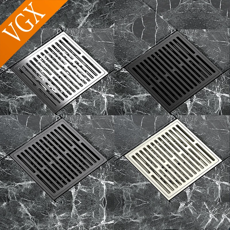 VGX Brass Floor Drain Stripe Anti-Odor Drain Valve Cover Shower Trap Drains Kitchen Bathroom Laundry Room Bathroom Accessories - Image 6