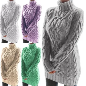 Modern Elegant Sweaters For Women Pullover 2026 Collection Warm Turtleneck Thickened Twist Print High Collar Thick Thread Twist Sweater Clothes MMY120352