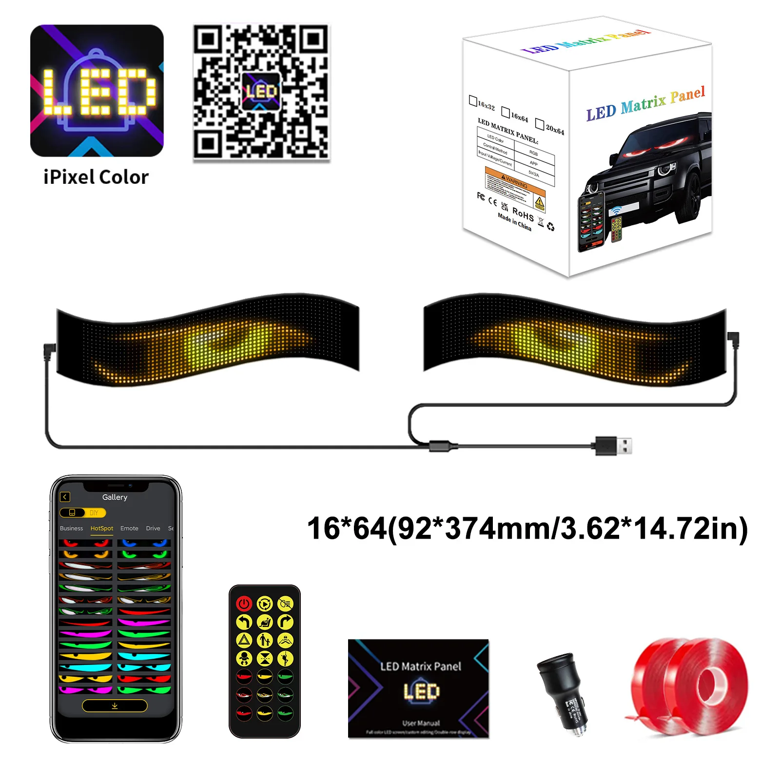 Devil Eyes Light for Car Truck Windshield Programmable LED Display Flexible Soft Screen DIY Bluetooth APP Remote Control - Image 13