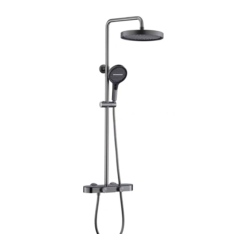 Luxury VGX Modern Shower System Set Bathroom Shower Faucet Set 3-way Rainfall Shower Set Shower Mixer Crane with Hand Shower Set Grey White - Image 7
