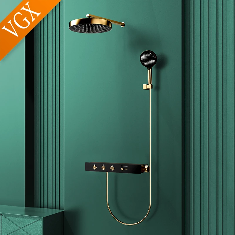 Modern Powerful VGX Thermostatic Shower System Set Luxury Concealed Bathroom Shower Set Brass Rainfall Shower Head Set Gold Shower Faucet Set - Image 3