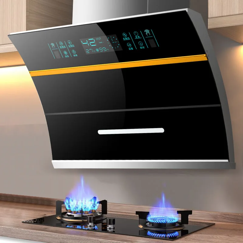 Chimney Range Hoods Smart Home Kitchen Extractor Wall-Mounted LED Vented Glass Panel AI Voice Control Dual Copper Motors - Image 5